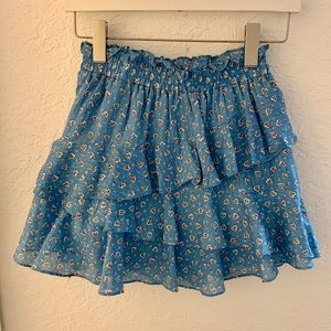 Loveshackfancy ruffle mini skirt in summer blues